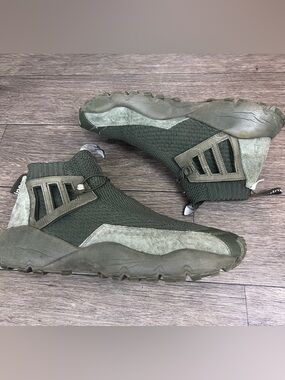 adidas Black and Olive Knit Athletic Sneakers